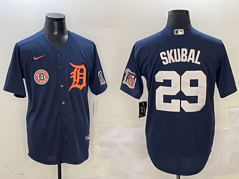 Men Detroit Tigers #29 Skubal Drak Blue Game 2025 Nike MLB Jersey style 3115->detroit tigers->MLB Jersey